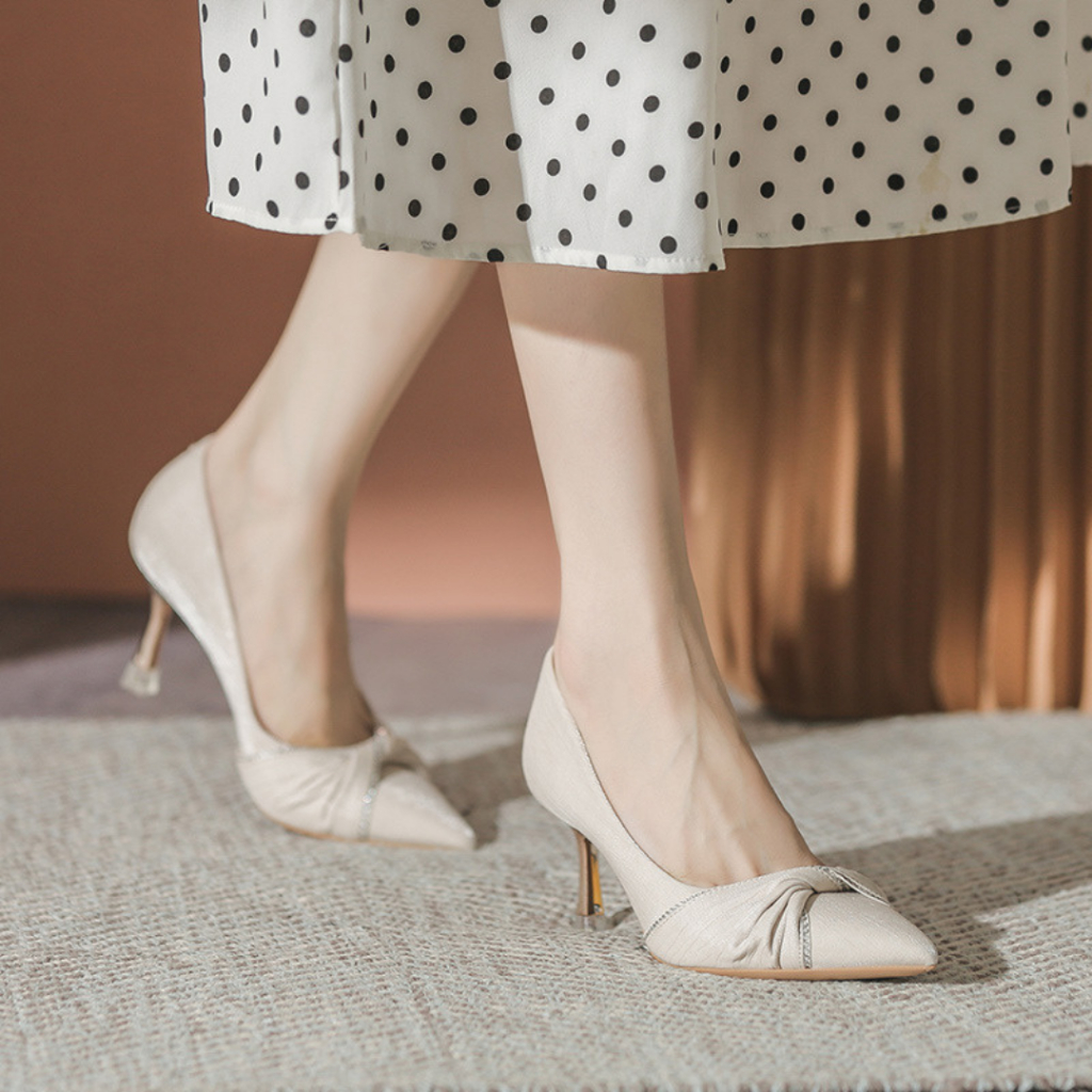 Giày Nữ Cao Cấp , Giày Cao Gót Nữ Mũi Nhọn, Đế Nhọn Cao 6P, Lụa Bọc Satin Cao Cấp, Kiểu Dáng Trẻ trung, Thoải mái-DA771