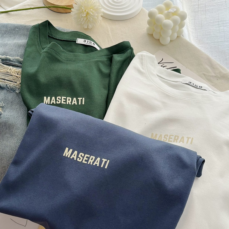 Áo Thun 3158 Chất Cotton Khô Thoáng Mát, Form Rộng Tay Lỡ Maserati Freesize < 60Kg
