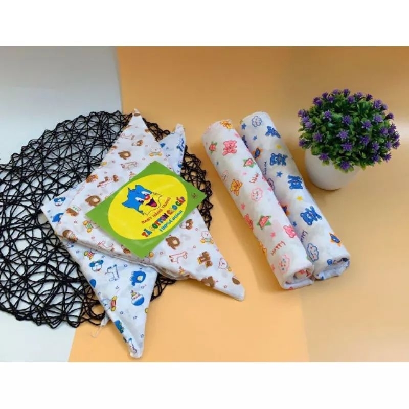 10 Chiếc Tã Vuông Gấu Coton Cho Bé Sơ Sinh (~70×75cm / Nhiều Mẫu)