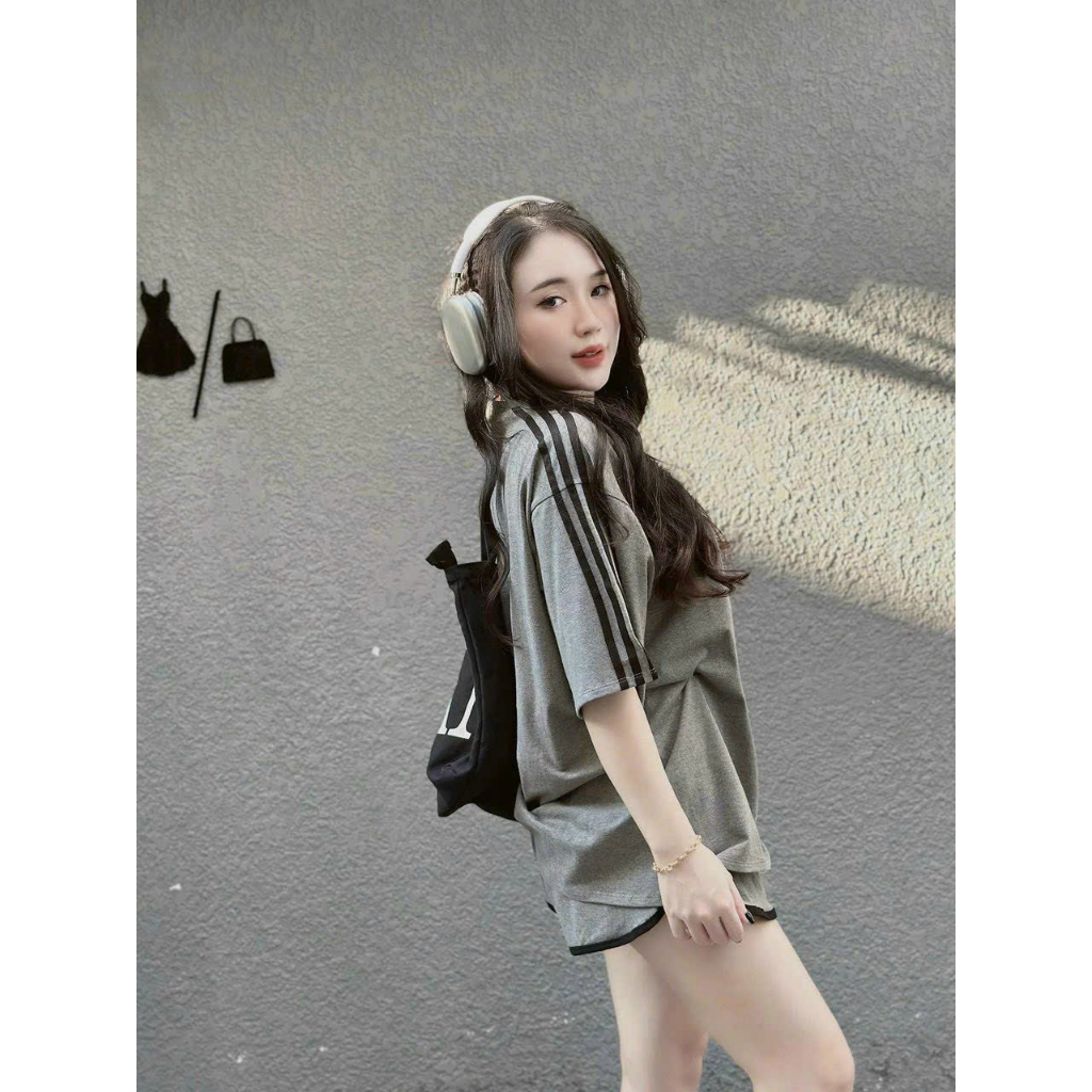 Sét bộ đùi cotton nữ tay lỡ phối viền xinh xắn