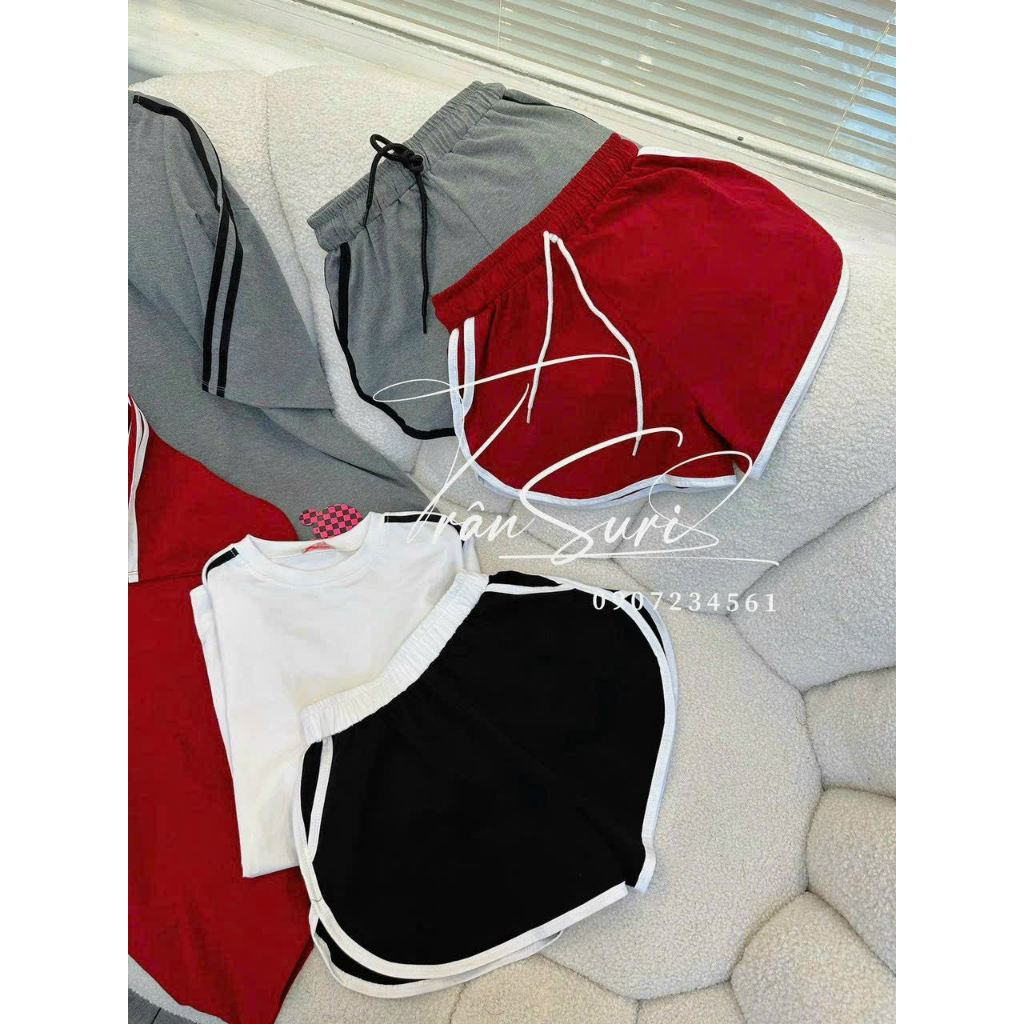 Sét bộ đùi cotton nữ tay lỡ phối viền xinh xắn