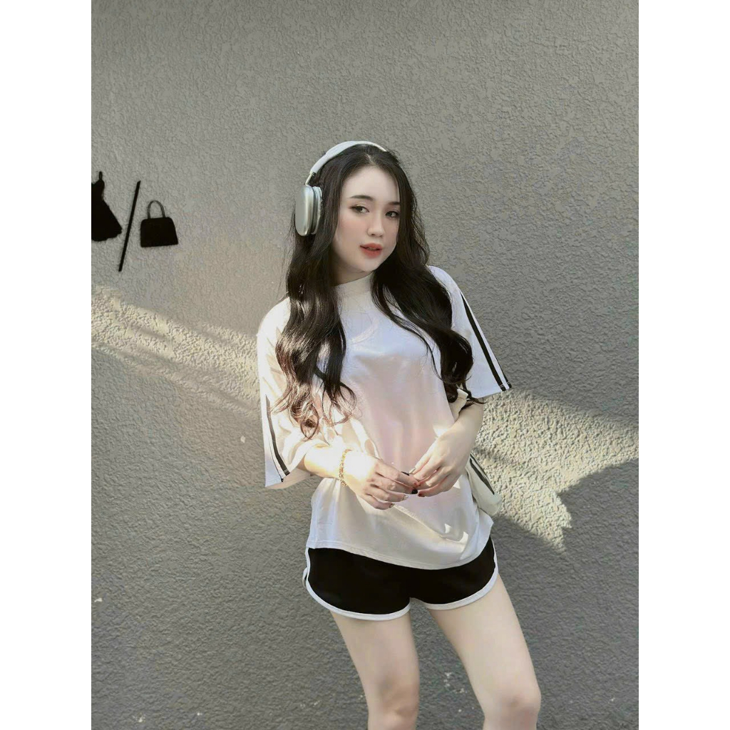 Sét bộ đùi cotton nữ tay lỡ phối viền xinh xắn