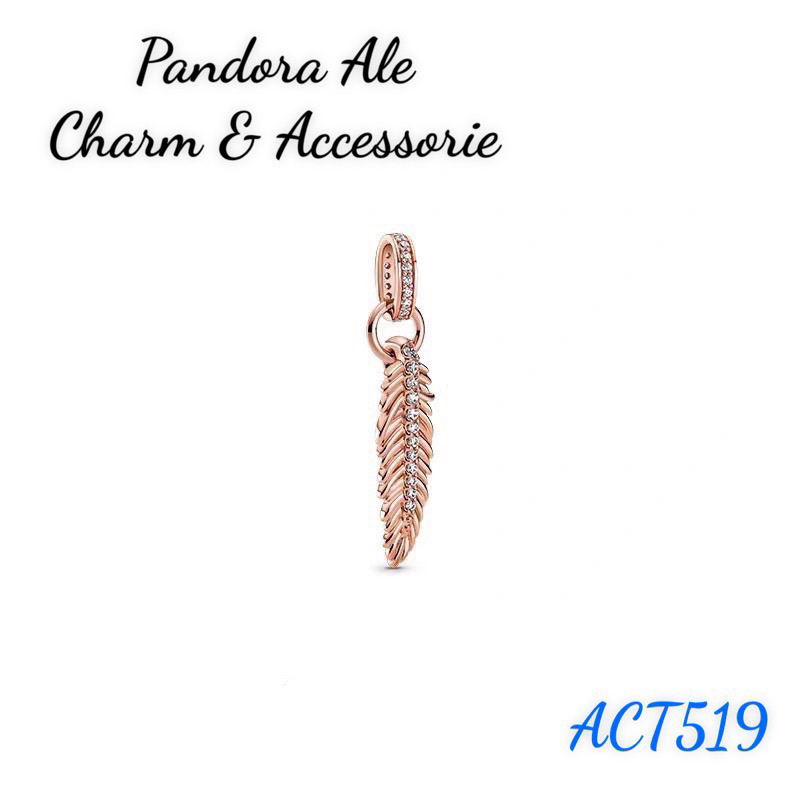 PAN ALE CHARM TREO VÀNG HỒNG HÌNH CHIẾC LÁ ĐÍNH ĐÁ