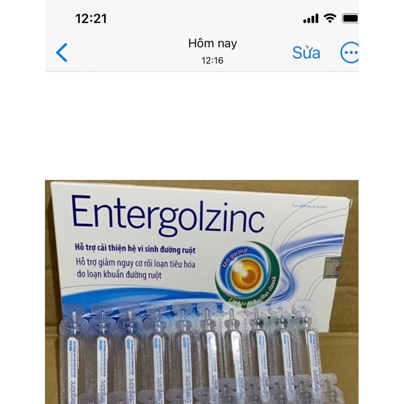 Men ống + Kẽm cho bé , Men vi sinh dành cho bé từ 0 tháng tuổi Men ENTERGOLZINC - Men tiêu hóa Enteromin plus Hộp 20 ống