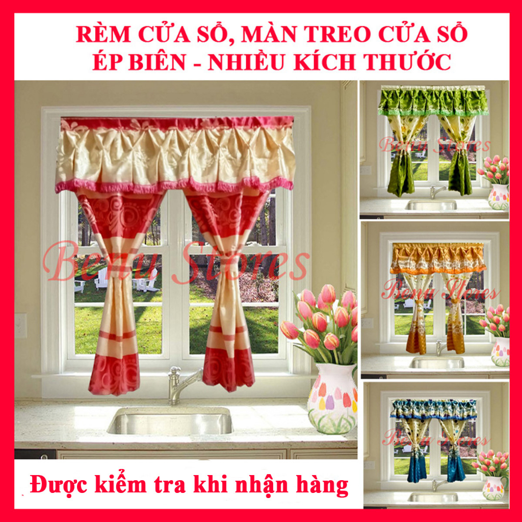 Màn treo cửa sổ, rèm treo cửa sổ, màn che nhiều kích thước chất liệu gấm hoa, phi hoa cao cấp, bền bỉ, giá rẻ