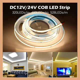 Đèn led dây ra>90 320 480leds/m siêu sáng, đèn dây trang trí, cob led dây 12v 24v led strip light 528leds/m