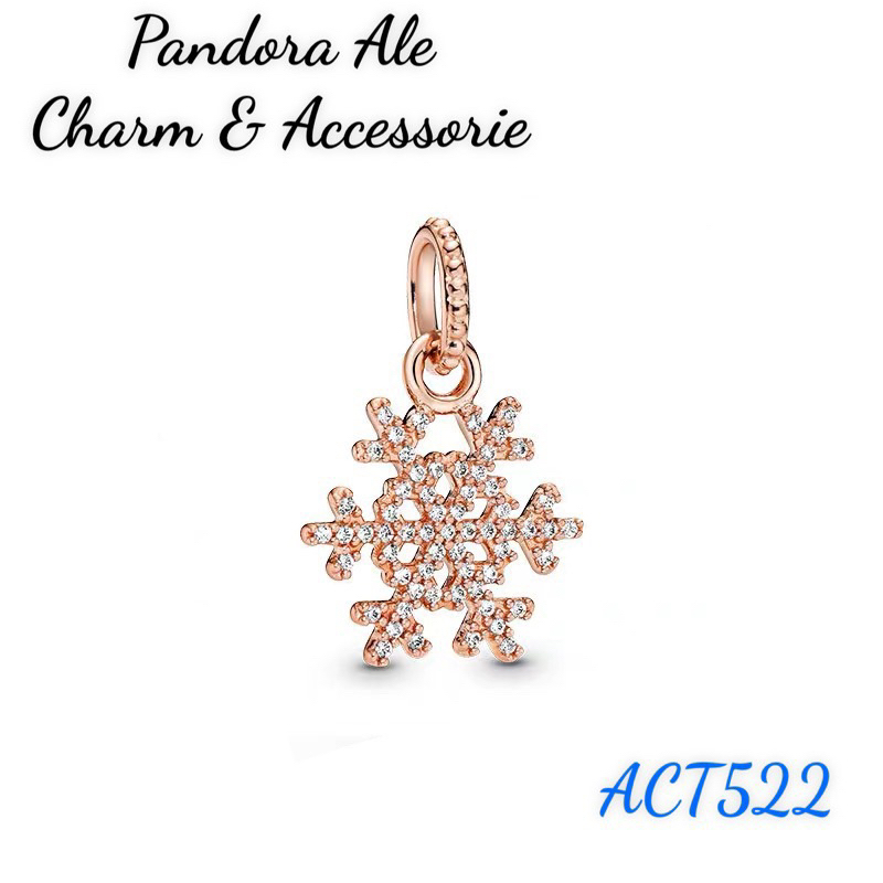 PAN ALE CHARM TREO HOA TUYẾT ĐÍNH ĐÁ VÀNG HỒNG S925