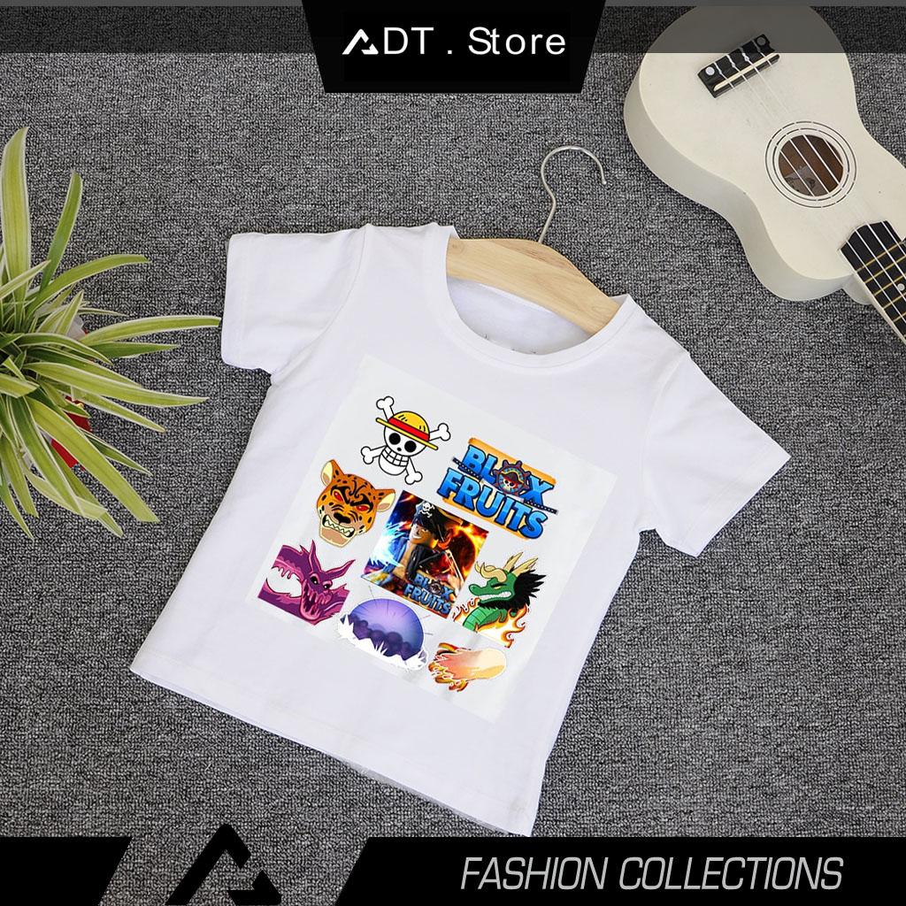Áo thun trẻ em in hình roblox blox fruit devil luffy cho bé
