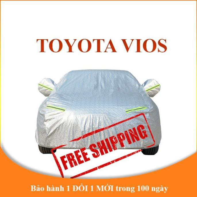 Bạt che phủ xe ô tô 5 chỗ TOYOTA VIOS chống nắng mưa - bạt trùm xe ô tô 3 lớp chống nóng không thấm nước . .