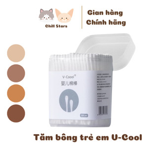 Tăm bông trẻ em V-Coool hộp 200 que làm từ bông tự nhiên, an toàn tuyệt đối cho bé Chill Stars