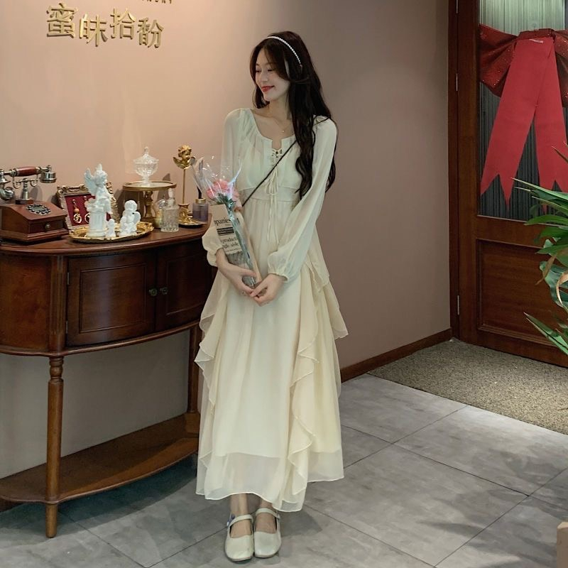 Đầm tiểu thư 2 dây dáng dài + áo nữ dày tay Reader thời trang vitange cho nữ