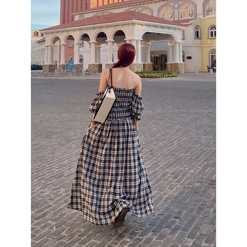 𝐂𝐨𝐬𝐢𝐦𝐚 𝐃𝐫𝐞𝐬𝐬 - Đầm caro cúp ngực