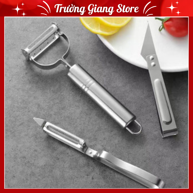 Nạo Rau Củ Quả 2IN1 Nạo Ngang Nhíp Nhổ Lông Bộ 3 Món Bằng Inox Không Gỉ Chất Lượng Cao
