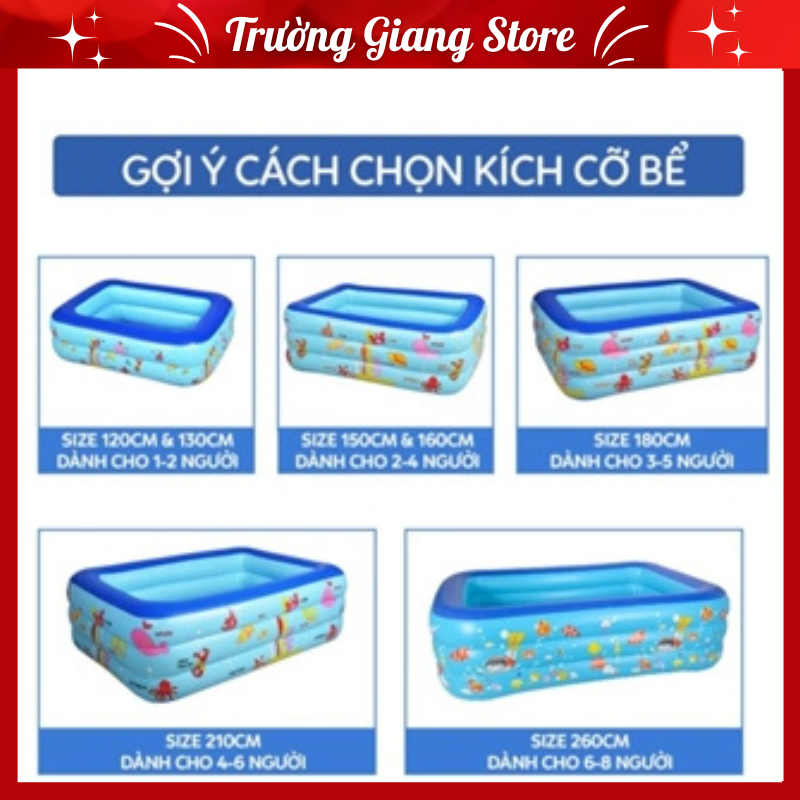 Bể Bơi, Phao Bơi Cỡ Lớn Cho Bé 1m2/1m3/1m5/1m8/2m1 3 Tầng Siêu Rẻ