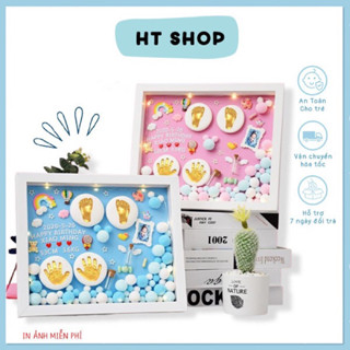 Bộ in dấu chân tay cho bé (28x33cm - 34x34cm)lưu giữ khoảng khắc, Khung in dấu chân tay an toàn cho bé