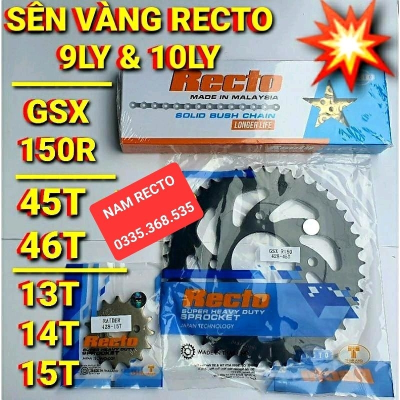 Nhông sên dĩa gsx-r150,gsx-s150,gsx 150 bandit sên vàng 9ly & 10ly