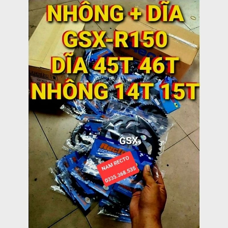 Nhông sên dĩa gsx-r150,gsx-s150,gsx 150 bandit sên vàng 9ly & 10ly