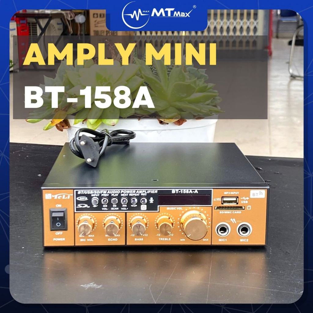 Amply Mini BT 158A 5.0, Đa Chức Năng, Điều Chỉnh Echo Treble Bass - Hỗ Trợ Bluetooth  Nhỏ Gọn &amp; Tinh Tế