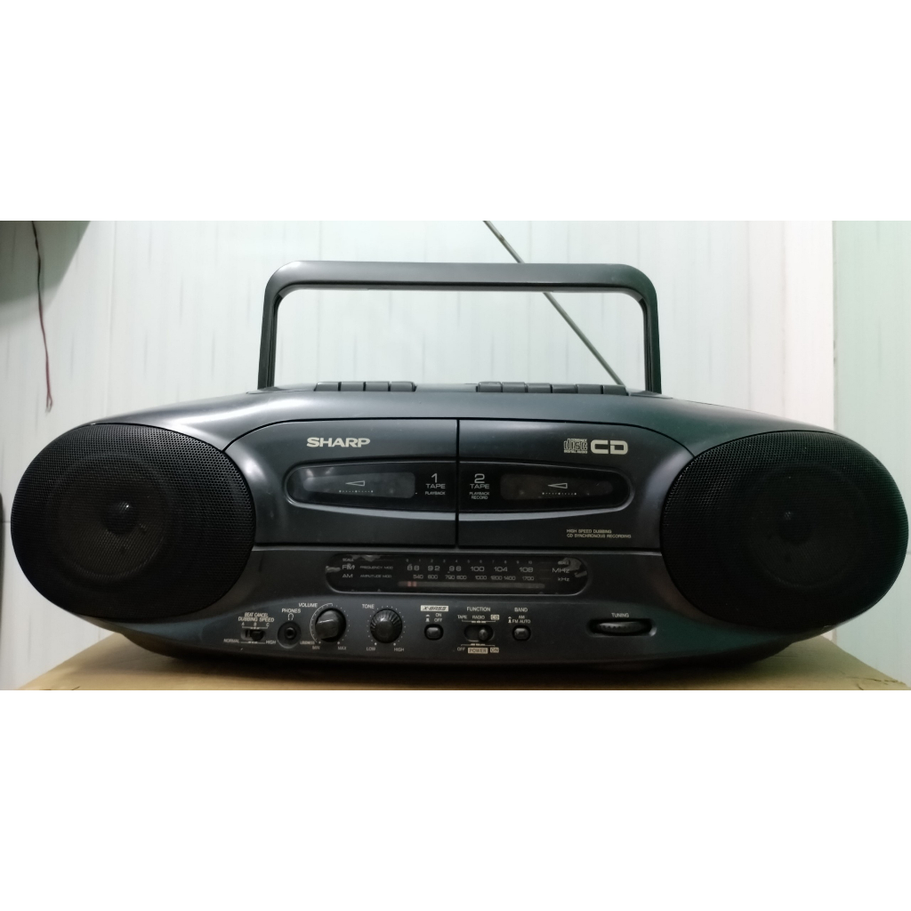 Radio cassette Sharp WQ-CD220(GY)có đĩa tiếngđồ cũ nghe hay ok 100%