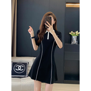 Váy polo dáng suông chất đẹp có phối né trắng, form chuẩn/ Đầm nữ ôm body form cơ bản dễ mặc nhiều màu tôn dáng quyến rũ