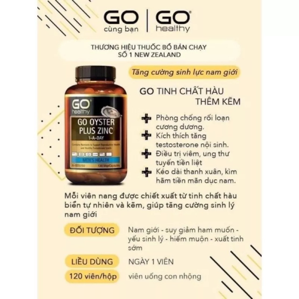 Viên uống Go Healthy Go Oyster Plus Zinc 120 viên