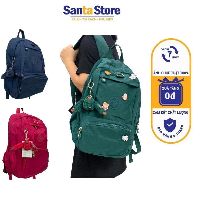 Balo đi học thời trang nữ vải dù Kipling cao cấp SANTA STORE KL5118 màu đen đẹp Ulzzang Hàn Quốc