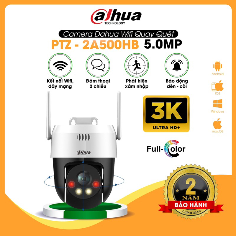 Camera wifi PTZ mini quay quét ngoài trời DAHUA  SD2A200HB-2.0MP/5.0MP Full HD,báo động còi hú, có màu ban đêm