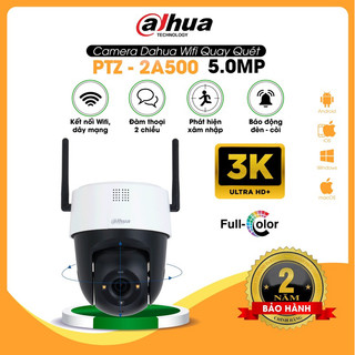 Camera wifi PTZ mini 5.0MP xoay 360 độ ngoài trời chính hãng - SD2A500-GN, báo động còi hú, có màu ban đêm, Full HD 3K