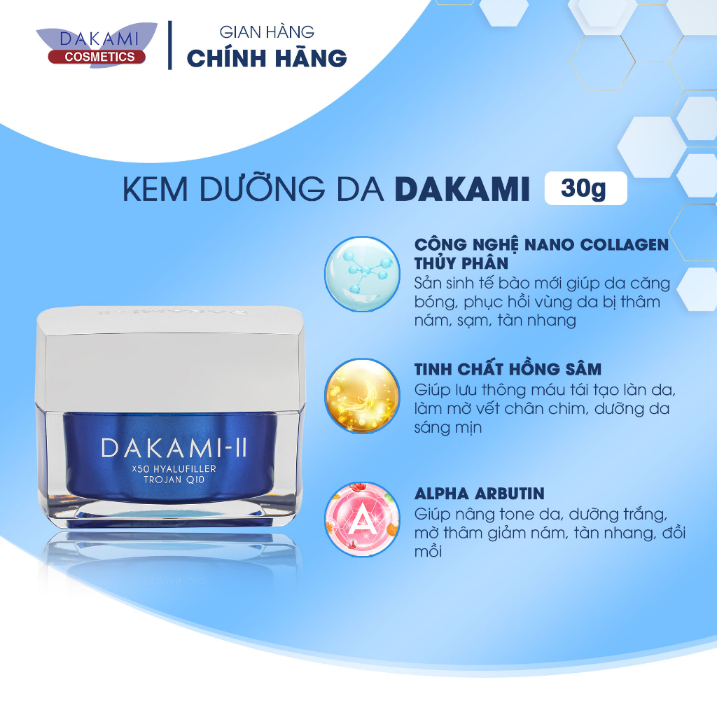 Kem Dakami II, kem dưỡng da hỗ trợ làm mờ thâm nám, tàn nhang