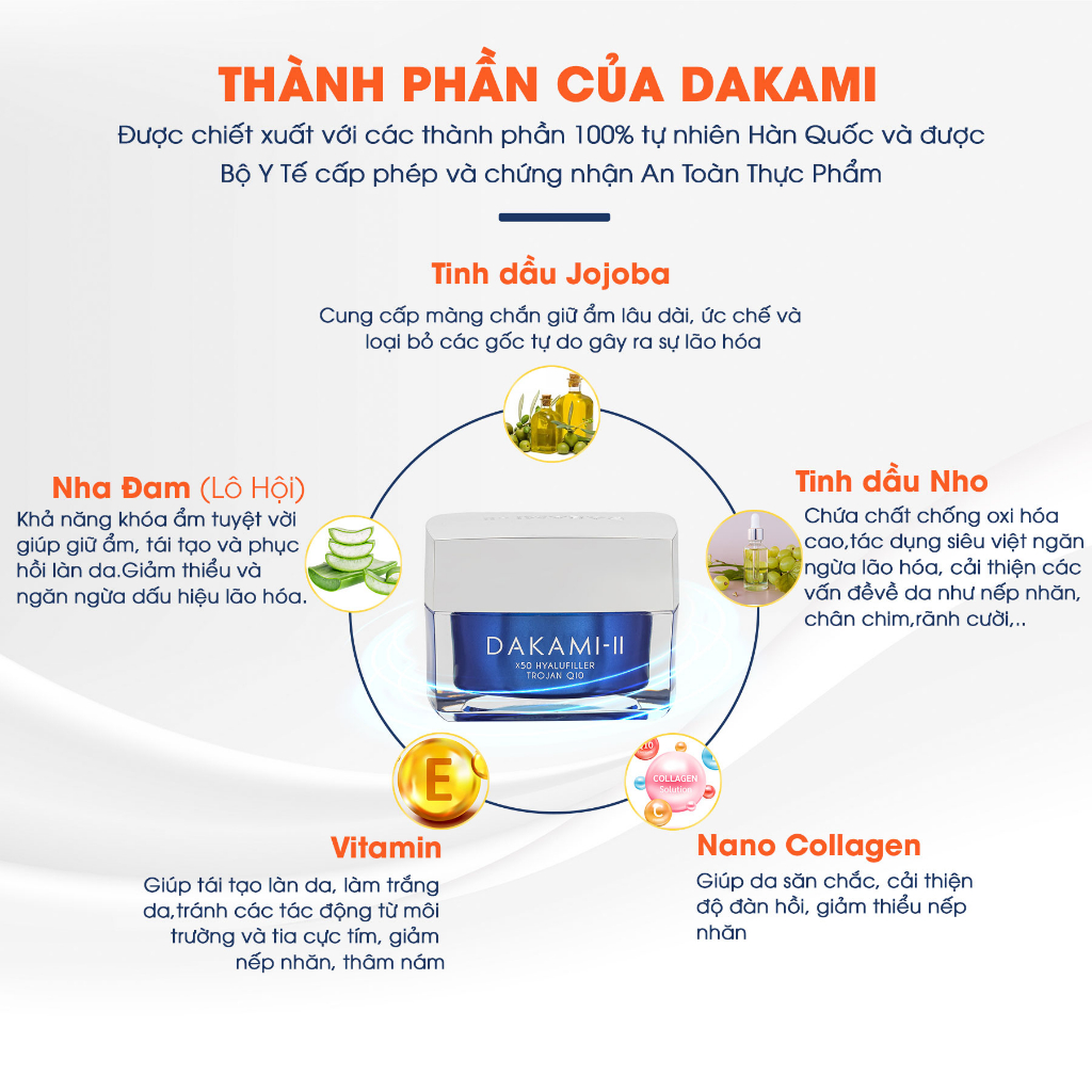 Kem Dakami II, kem dưỡng da hỗ trợ làm mờ thâm nám, tàn nhang