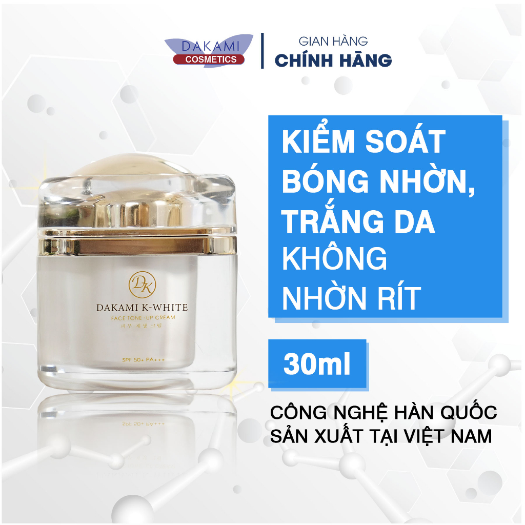 Kem Dakami K-White, kem dưỡng da chống nắng, hỗ trợ làm mờ sạm nám, trẻ hoá làn da hộp 30G
