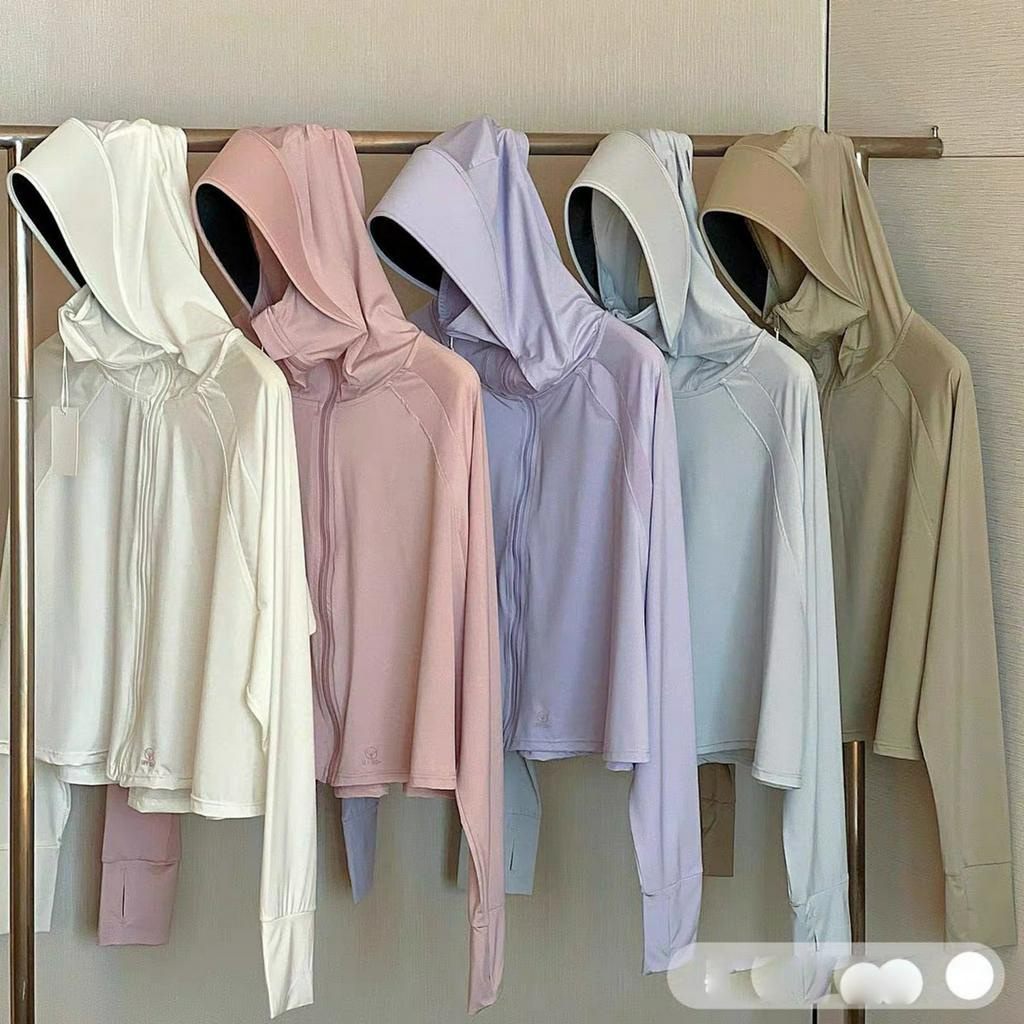 Áo Chống Nắng thun lạnh có mũ rộng vành chất vải mát lịm chống tia UV freesize dáng lửng