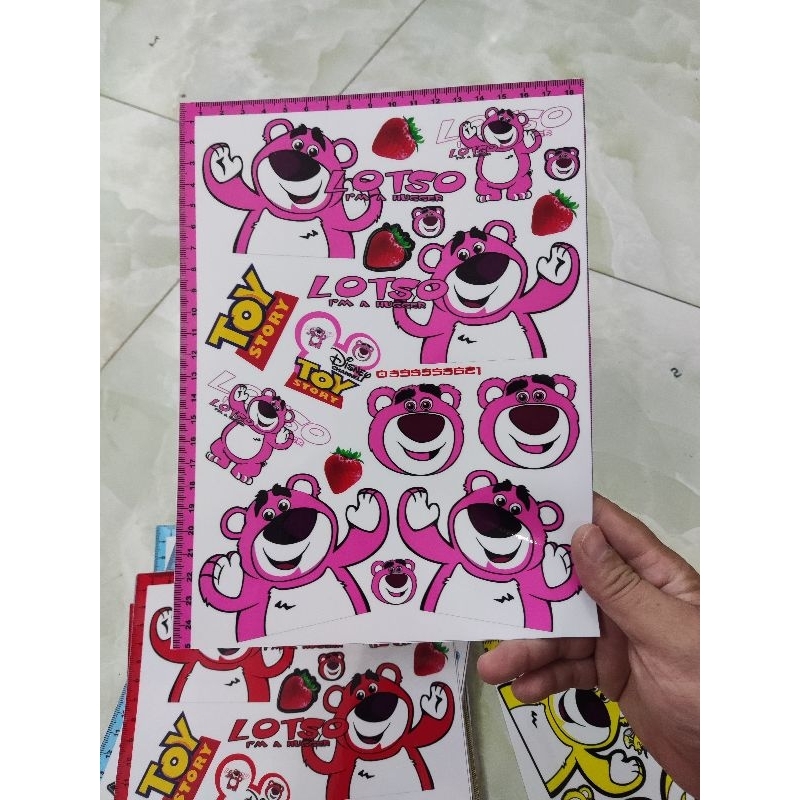 Combo Nguyên Tấm Decal Gấu Dâu Mini