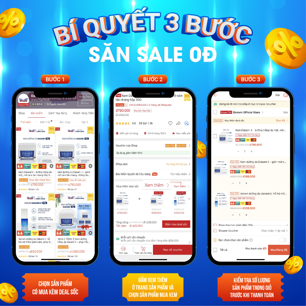 Kem Dakami II - dưỡng trắng da mặt, mờ nám tàn nhang hộp 30G