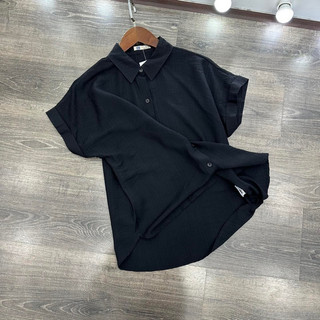 Sơ mi nữ tay cánh dơi vải đũi Outfit