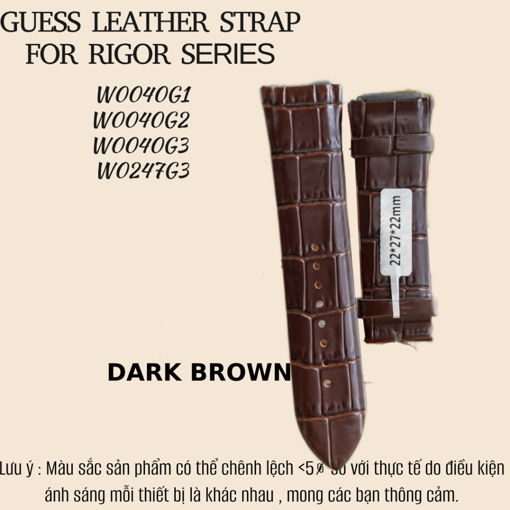Dây da cho đồng hồ guess 22x27x22mm