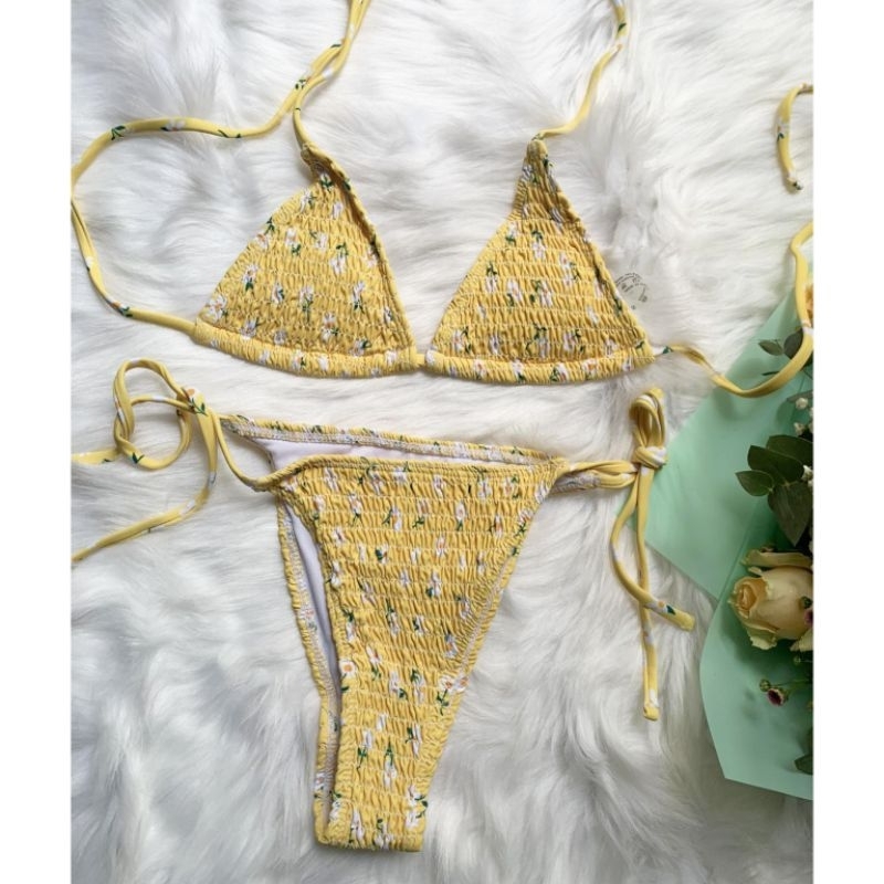 Bikini 2 Mảnh Dún Hoa Cúc Nhí Nhiều Màu Pastel
