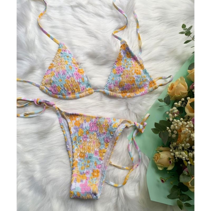 Bikini 2 Mảnh Dún Hoa Cúc Nhí Nhiều Màu Pastel