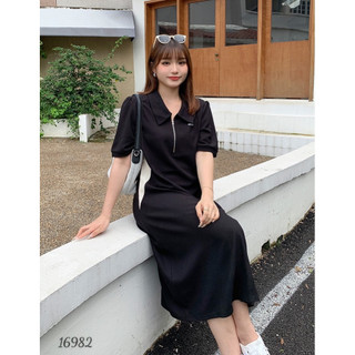 Sale - đầm polo đi tiệc bigsize quảng châu form suông che bụng ráp eo 16982