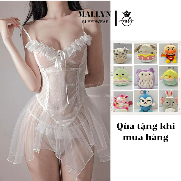 Váy ngủ đầm ngủ ren MALLYN xuyên thấu sexy 235