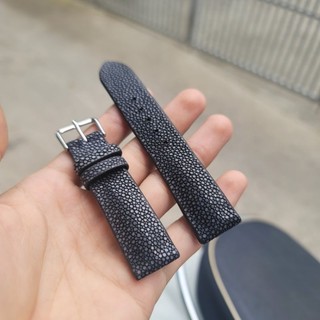 (Handmade) Dây đồng hồ cá đuối đen - vân nhỏ