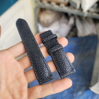 (Handmade) Dây đồng hồ cá đuối đen - vân nhỏ