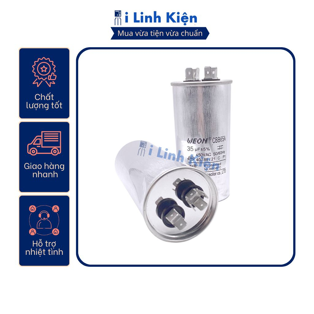 Tụ điều hòa 20uF 25uF 30uF 35uF 40uF 45uF 50uF 450V chất lượng cao.