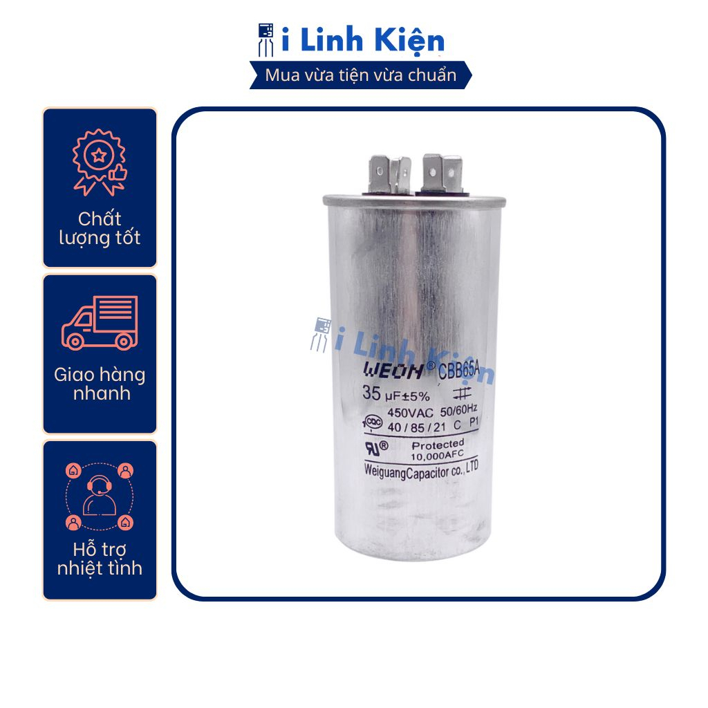 Tụ điều hòa 20uF 25uF 30uF 35uF 40uF 45uF 50uF 450V chất lượng cao.