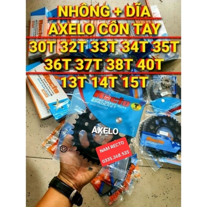 Dĩa sau axelo 125 col tay,côn tay 30T 32T 33T 34T 35T 36T 37T 38T 38T 40TNHÔNG 13T 14T 15T CHÍNH HÃNG RECTO >>>