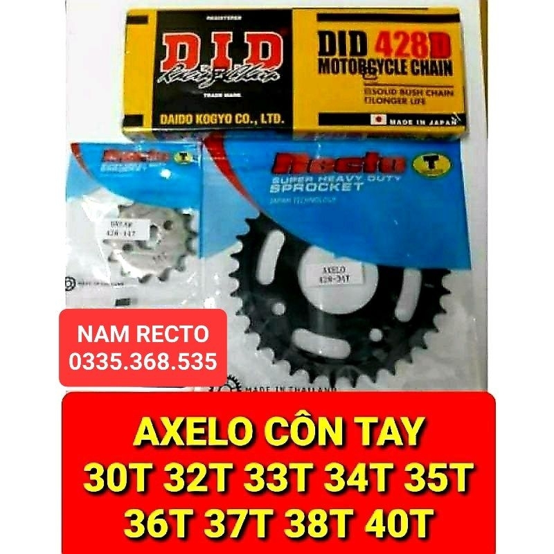 NHÔNG SÊN DĨA AXELO CÔN TAY DĨA 30T 32T 33T 34T 35T 36T 37T 38T 40T SÊN DID NHẬT  CHÍNH HÃNG >>>