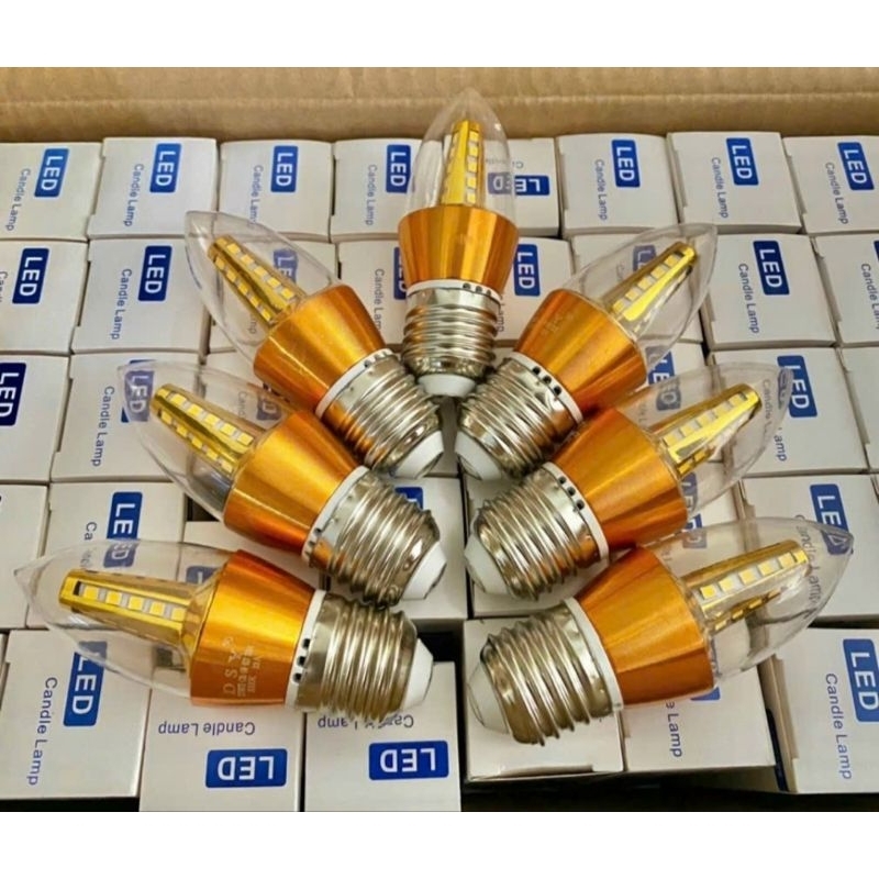 Bóng Led Nến Đèn Trang Trí Đèn Trùm, Đèn Cột Tường Đui E14-E27 Ánh Sáng Vàng, Có Râu Và Không Râu