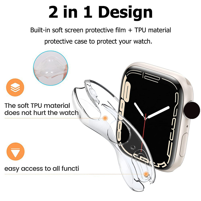 Ốp lưng đồng hồ thông minh iwatch 38mm 45mm 40mm 41mm 44mm 49mm silicon mềm trong suốt