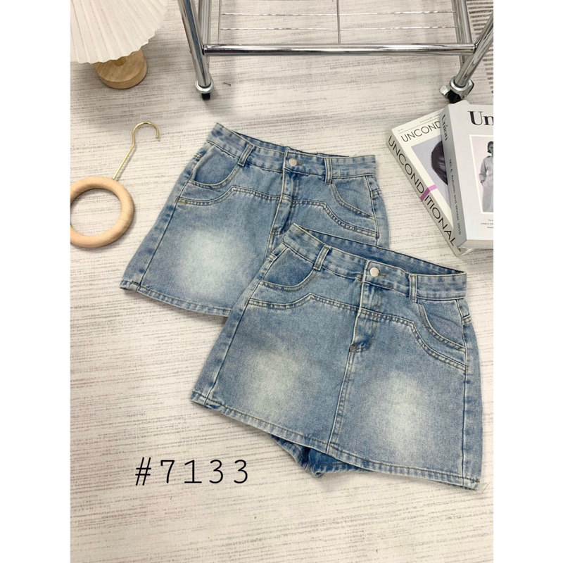 Quần váy jeans xanh, quần giả chân váy jeans xanh ngắn siêu hot phong cách sang chảnh dễ phối đồ