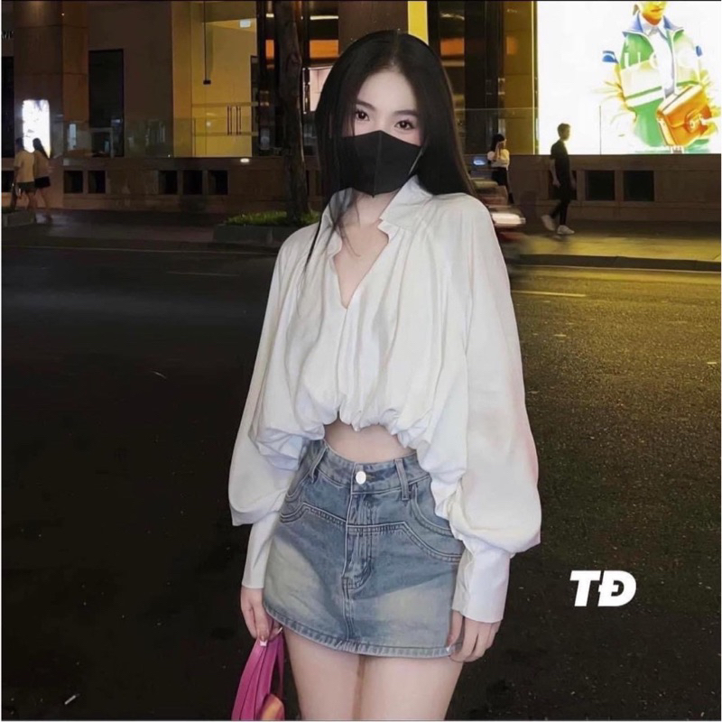 Quần váy jeans xanh, quần giả chân váy jeans xanh ngắn siêu hot phong cách sang chảnh dễ phối đồ